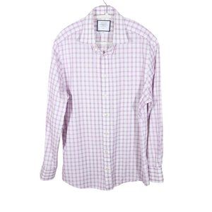 CHARLES TYRWHITT Slim Fit Non Iron Purple White Check Dress Shirt Size 16/34